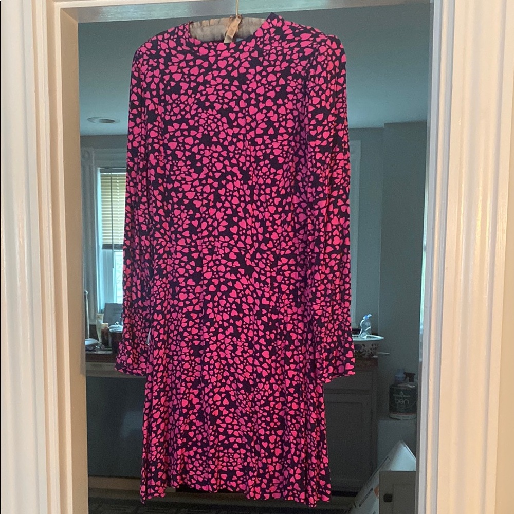 Elegant Long Sleeve Pink and Black Dress LOFT